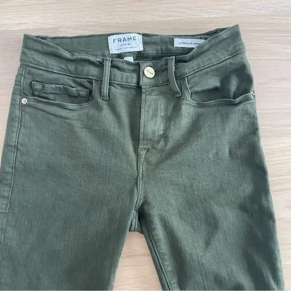 Frame Denim Le Skinny de Jeanne Ankle Jeans Forest Green 26 - Picture 5 of 9